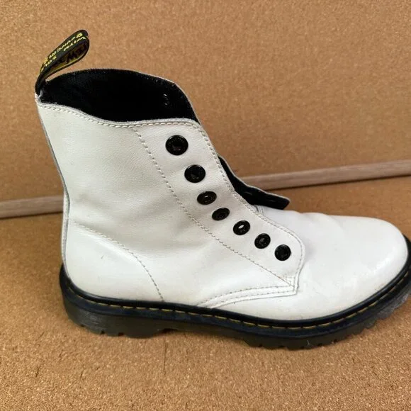 Dr Martens Luana White Combat Lace Up Boot Womens Size 9 - No Laces - Picture 5 of 8
